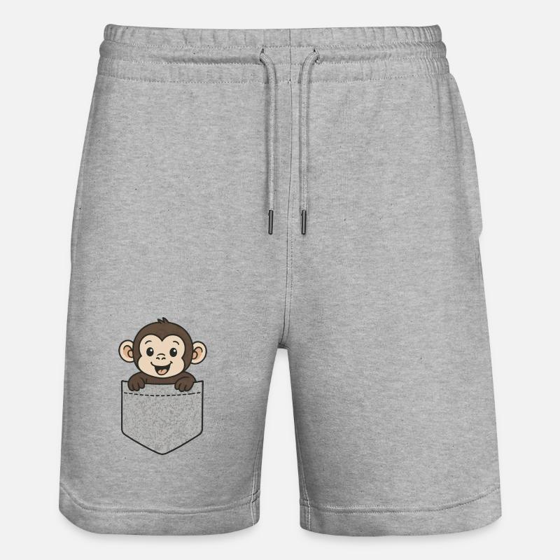 Singe de poche - Short de jogging bio TRAINER Stanley/Stella unisexe - gris chiné