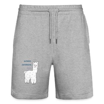 Einhorn-Alpakas - Stanley/Stella Unisex Bio Joggingshorts Trainer  - Grau meliert - Vorne - Nik (191cm) & Marisol (170cm)