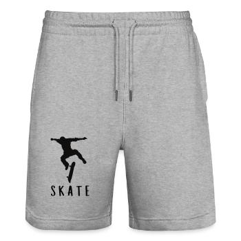 Skater - Stanley/Stella Trainer Unisex Organic Jogging Shorts - heather grey - Front - Nik (191cm) & Marisol (170cm)