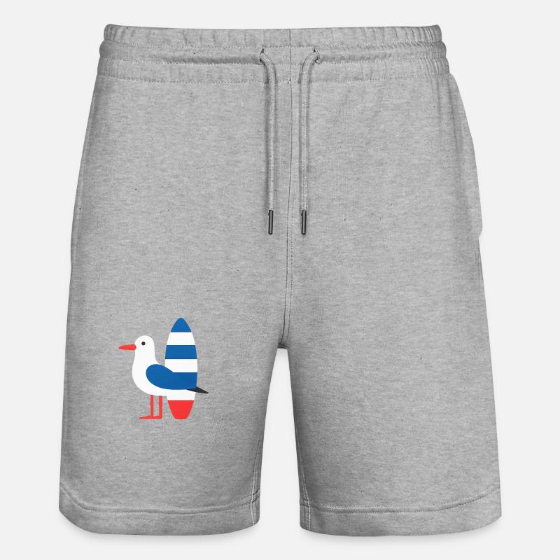 Mouette avec planche de surf - Short de jogging bio TRAINER Stanley/Stella unisexe - gris chiné