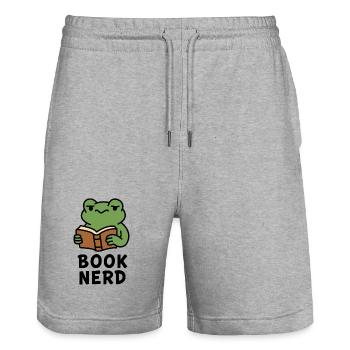 Wise Frog Lecture Livre Imprimer - Short de jogging bio TRAINER Stanley/Stella unisexe - gris chiné - Devant - Nik (191cm) & Marisol (170cm)