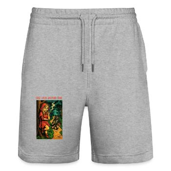 ONCE UPON ANOTHER TIME - Black Humor - Stanley/Stella Trainer Unisex Organic Jogging Shorts - heather grey - Front - Nik (191cm) & Marisol (170cm)