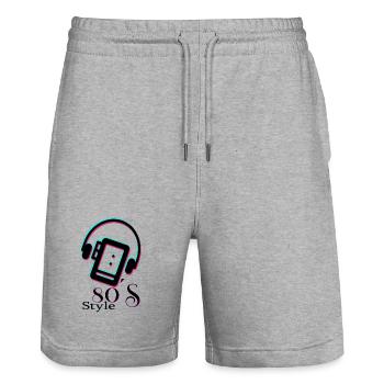 Design rétro des années 80 - Short de jogging bio TRAINER Stanley/Stella unisexe - gris chiné - Devant - Nik (191cm) & Marisol (170cm)