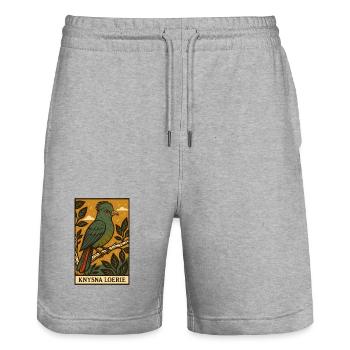 Knysna Loerie Illustration - Short de jogging bio TRAINER Stanley/Stella unisexe - gris chiné - Devant - Nik (191cm) & Marisol (170cm)