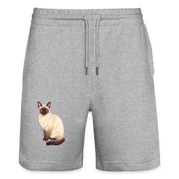 Siamese Cat Sitting Cat Lover - Stanley/Stella Trainer Unisex Organic Jogging Shorts - heather grey - Front - Nik (191cm) & Marisol (170cm)