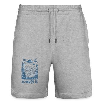 Aliens - O'zapft is - Festzelt, Bier und Gaudi - Stanley/Stella Unisex Bio Joggingshorts Trainer  - Grau meliert - Vorne - Nik (191cm) & Marisol (170cm)