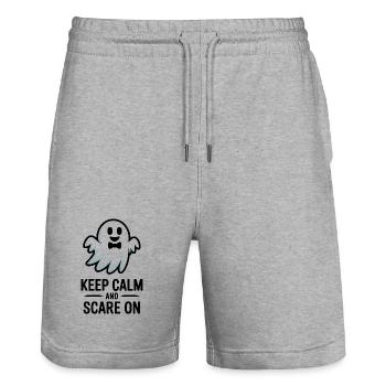 Keep Calm and Scare On - Stanley/Stella Trainer Unisex Organic Jogging Shorts - heather grey - Front - Nik (191cm) & Marisol (170cm)