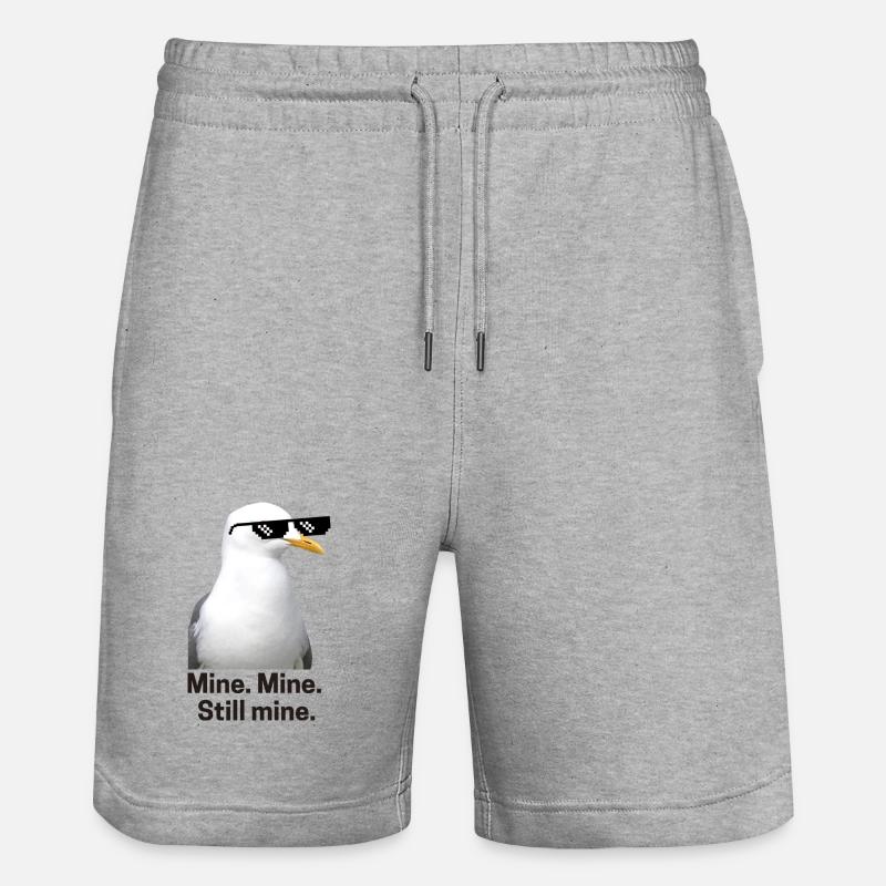 Verpixelte Möwe mit Sonnenbrille Design - Stanley/Stella Unisex Bio Joggingshorts Trainer  - Grau meliert