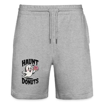 Treffpunkt für Donuts - Stanley/Stella Unisex Bio Joggingshorts Trainer  - Grau meliert - Vorne - Nik (191cm) & Marisol (170cm)