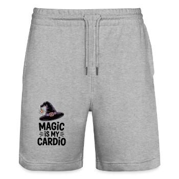 magicMagic est mon cardio - Short de jogging bio TRAINER Stanley/Stella unisexe - gris chiné - Devant - Nik (191cm) & Marisol (170cm)