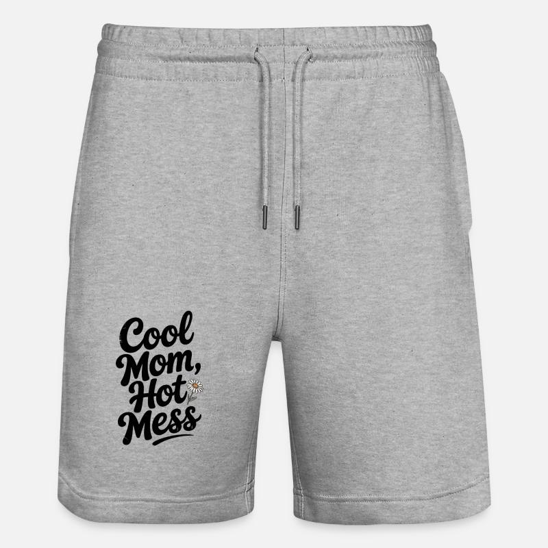 Fajna Mama Gorący Bałagan - Ekologiczne spodenki dresowe typu unisex Stanley/Stella Trainer  - szary melanż