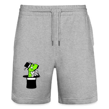 Raupe Sir Herr reich Monokel Zylinder Hut Magier - Stanley/Stella Unisex Bio Joggingshorts Trainer  - Grau meliert - Vorne - Nik (191cm) & Marisol (170cm)