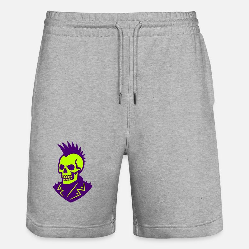 Illustration de crâne punk sur néon - Short de jogging bio TRAINER Stanley/Stella unisexe - gris chiné