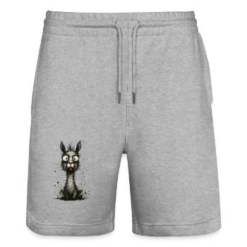 Lustiges Lama mit Zunge – Comic Splash - Stanley/Stella Unisex Bio Joggingshorts Trainer  - Grau meliert - Vorne - Nik (191cm) & Marisol (170cm)