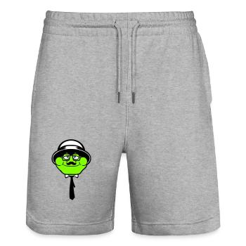 Frog Sir Mr. Rich Gangster Glasses Hat Tie - Stanley/Stella Trainer Unisex Organic Jogging Shorts - heather grey - Front - Nik (191cm) & Marisol (170cm)