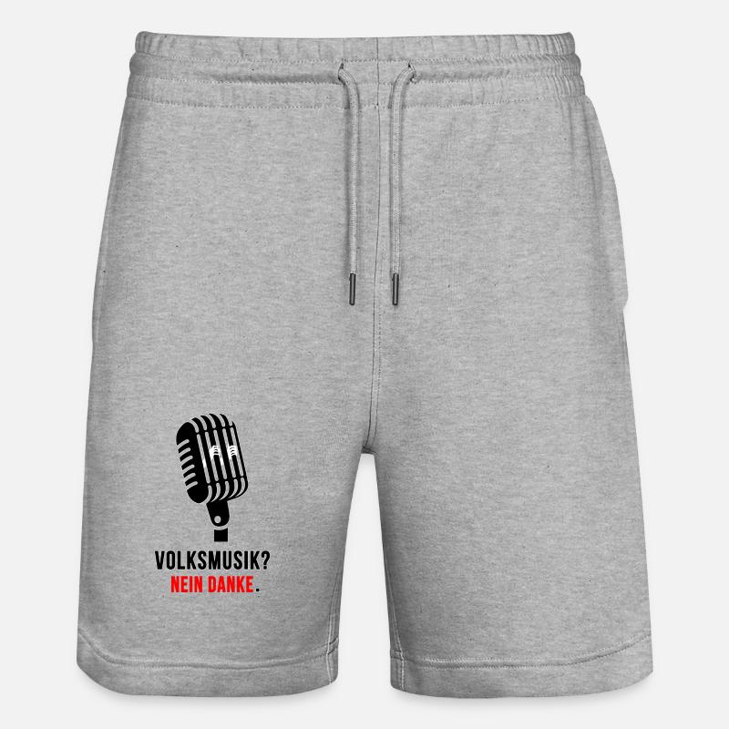 Non merci Musique folk Microphone Déclaration - Short de jogging bio TRAINER Stanley/Stella unisexe - gris chiné