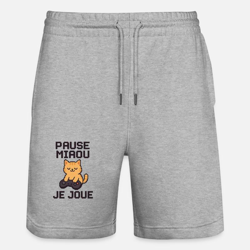 Pause Miaou Pixel Chat Gamer - Short de jogging bio TRAINER Stanley/Stella unisexe - gris chiné