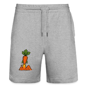 Carrot Launch Mode - Stanley/Stella Trainer Unisex Organic Jogging Shorts - heather grey - Front - Nik (191cm) & Marisol (170cm)
