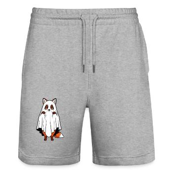 Drôle Halloween renard fantôme dessin animé effrayant - Short de jogging bio TRAINER Stanley/Stella unisexe - gris chiné - Devant - Nik (191cm) & Marisol (170cm)