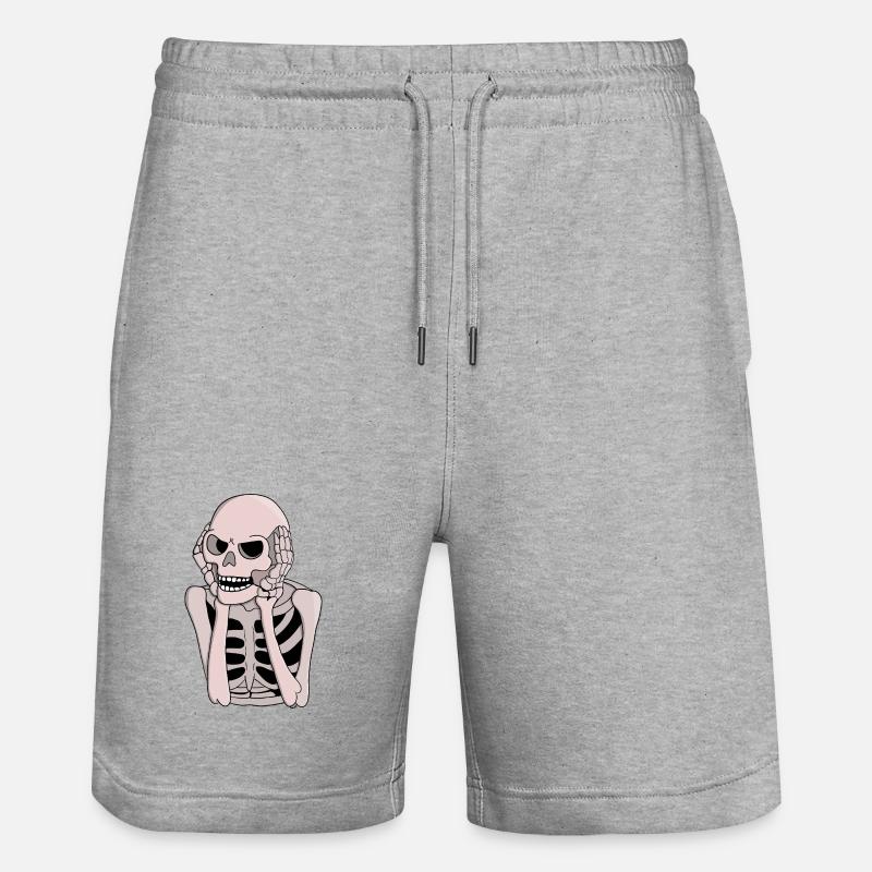 Ängstliche Skelettskizze - Stanley/Stella Unisex Bio Joggingshorts Trainer  - Grau meliert