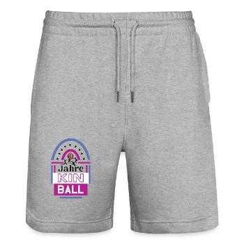 10 ans de Kinball Anniversary Kinball Player - Short de jogging bio TRAINER Stanley/Stella unisexe - gris chiné - Devant - Nik (191cm) & Marisol (170cm)