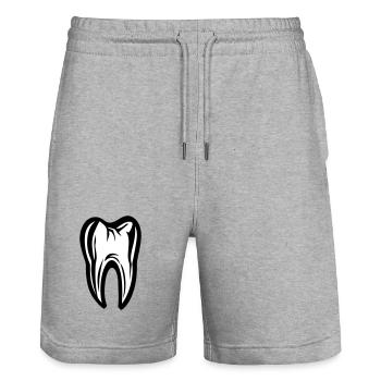 Zahn Symbol Zahnarzt - Stanley/Stella Unisex Bio Joggingshorts Trainer  - Grau meliert - Vorne - Nik (191cm) & Marisol (170cm)