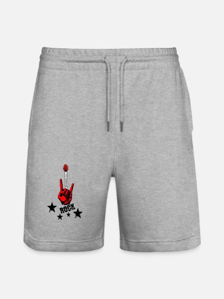 Rock Hand and Guitar Neck - Stanley/Stella Trainer Unisex Organic Jogging Shorts - heather grey