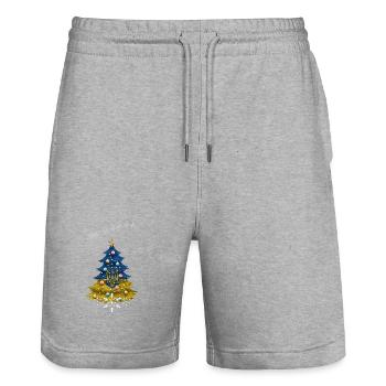 Sapin de Noël avec drapeau ukrainien - Short de jogging bio TRAINER Stanley/Stella unisexe - gris chiné - Devant - Nik (191cm) & Marisol (170cm)