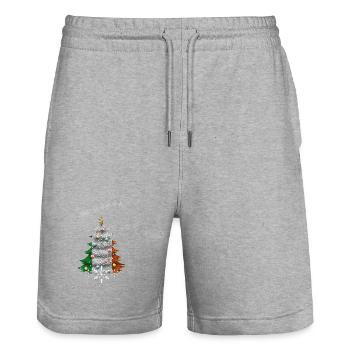 Weihnachtsbaum mit Irland-Flagge - Stanley/Stella Unisex Bio Joggingshorts Trainer  - Grau meliert - Vorne - Nik (191cm) & Marisol (170cm)