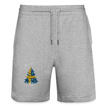 Sapin de Noël avec drapeau de la Suède - Short de jogging bio TRAINER Stanley/Stella unisexe - gris chiné - Devant - Nik (191cm) & Marisol (170cm)