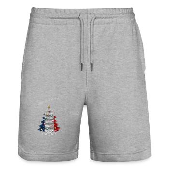 Weihnachtsbaum mit Frankreich-Flagge - Stanley/Stella Unisex Bio Joggingshorts Trainer  - Grau meliert - Vorne - Nik (191cm) & Marisol (170cm)