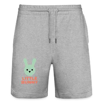 Minze Hase und kleiner Hase Text - Stanley/Stella Unisex Bio Joggingshorts Trainer  - Grau meliert - Vorne - Nik (191cm) & Marisol (170cm)