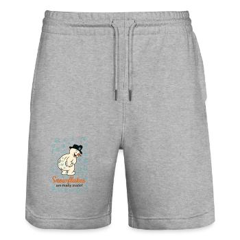 Flocons de neige et charme bonhomme de neige - Short de jogging bio TRAINER Stanley/Stella unisexe - gris chiné - Devant - Nik (191cm) & Marisol (170cm)