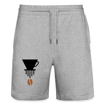 Pour-Over-Liebe: Minimalistisches Barista-Icon - Stanley/Stella Unisex Bio Joggingshorts Trainer  - Grau meliert - Vorne - Nik (191cm) & Marisol (170cm)