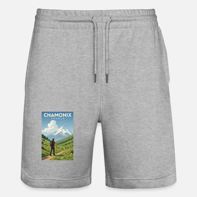 Randonneurs alpins devant le Mont Blanc - Short de jogging bio TRAINER Stanley/Stella unisexe - gris chiné