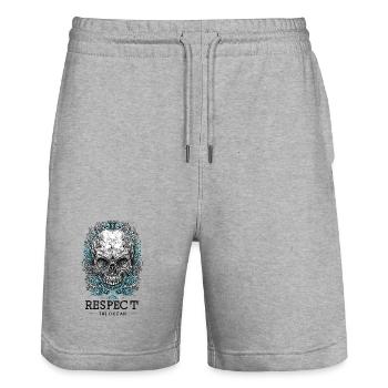 Diver Ocean Skull Dive Respect Skull Sea Pirate - Stanley/Stella Unisex Bio Joggingshorts Trainer  - Grau meliert - Vorne - Nik (191cm) & Marisol (170cm)