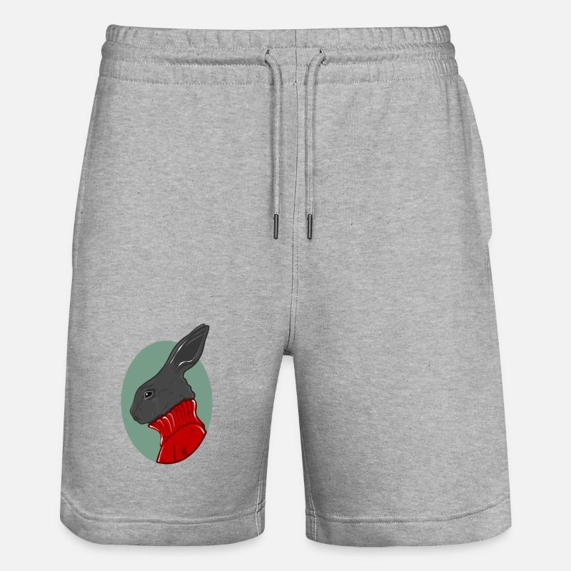 Hase mit rotem Pullover - Stanley/Stella Unisex Bio Joggingshorts Trainer  - Grau meliert