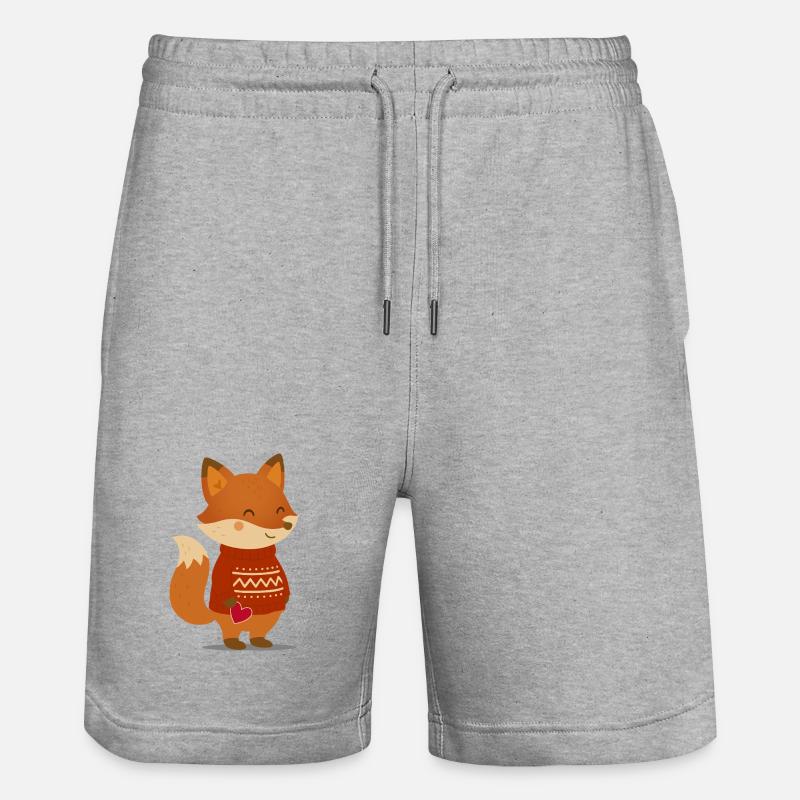 Süßer Fuchs im Pullover mit Herz - Stanley/Stella Unisex Bio Joggingshorts Trainer  - Grau meliert