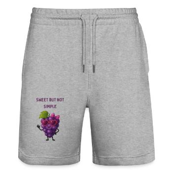 Sweet, but not simple – grape - Stanley/Stella Trainer Unisex Organic Jogging Shorts - heather grey - Front - Nik (191cm) & Marisol (170cm)