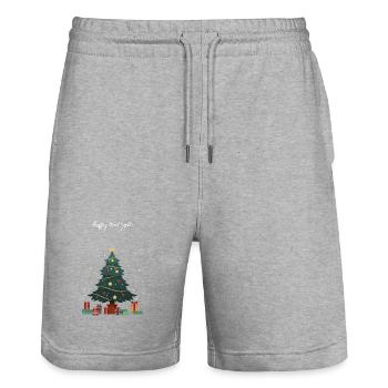 Happy New Year – Minimalist New Year's Design - Stanley/Stella Trainer Unisex Organic Jogging Shorts - heather grey - Front - Nik (191cm) & Marisol (170cm)