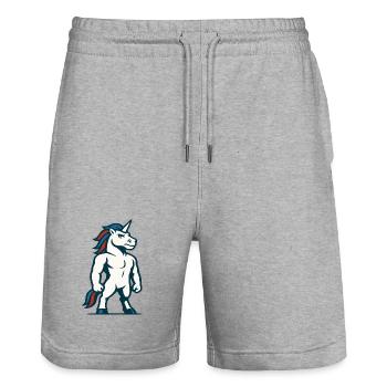 Mascotte Licorne de Puissance Strong Athletic Design - Short de jogging bio TRAINER Stanley/Stella unisexe - gris chiné - Devant - Nik (191cm) & Marisol (170cm)