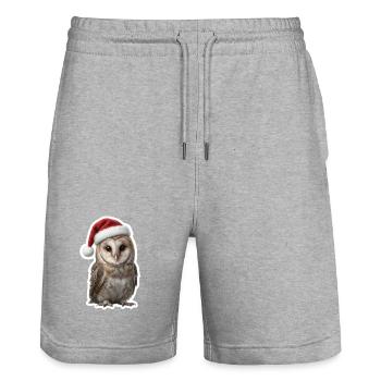 Mysterious owl in the magic of Christmas - Stanley/Stella Trainer Unisex Organic Jogging Shorts - heather grey - Front - Nik (191cm) & Marisol (170cm)