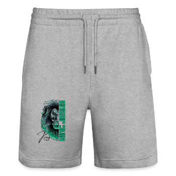King Jesus - Löwe von Juda - christlich - Stanley/Stella Unisex Bio Joggingshorts Trainer  - Grau meliert - Vorne - Nik (191cm) & Marisol (170cm)