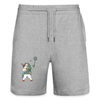 Dabbing Unicorn Badminton Rainbow Sports Design - Stanley/Stella Unisex Bio Joggingshorts Trainer  - Grau meliert - Vorne - Nik (191cm) & Marisol (170cm)