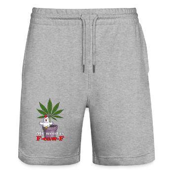 My weed is F-caw-F - Stanley/Stella Unisex Bio Joggingshorts Trainer  - Grau meliert - Vorne - Nik (191cm) & Marisol (170cm)
