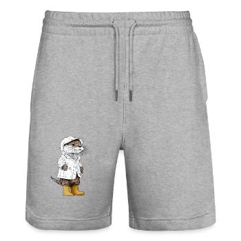 Mignonne Loutre en imperméable et bottes - Short de jogging bio TRAINER Stanley/Stella unisexe - gris chiné - Devant - Nik (191cm) & Marisol (170cm)