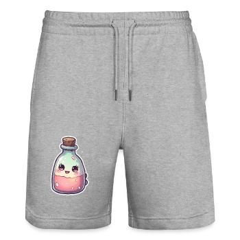 Cute kawaii cake potion bottle - Stanley/Stella Trainer Unisex Organic Jogging Shorts - heather grey - Front - Nik (191cm) & Marisol (170cm)