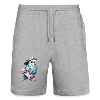 Oiseau Skateboard Cool avec Casquette – Streetstyle Desi - Short de jogging bio TRAINER Stanley/Stella unisexe - gris chiné - Devant - Nik (191cm) & Marisol (170cm)