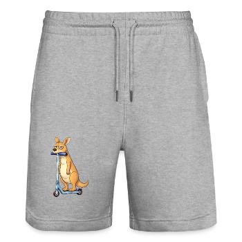 Cute kangaroo on scooter lonely in Australia - Stanley/Stella Trainer Unisex Organic Jogging Shorts - heather grey - Front - Nik (191cm) & Marisol (170cm)