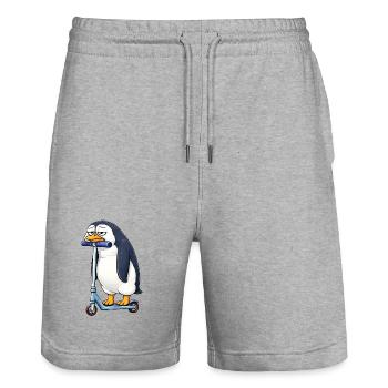 Scooter Penguin mignon Ennui solitaire - Short de jogging bio TRAINER Stanley/Stella unisexe - gris chiné - Devant - Nik (191cm) & Marisol (170cm)